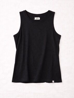 PACT Organic Cotton Tank Top | Black Minimalist Capsule Basic | Size L